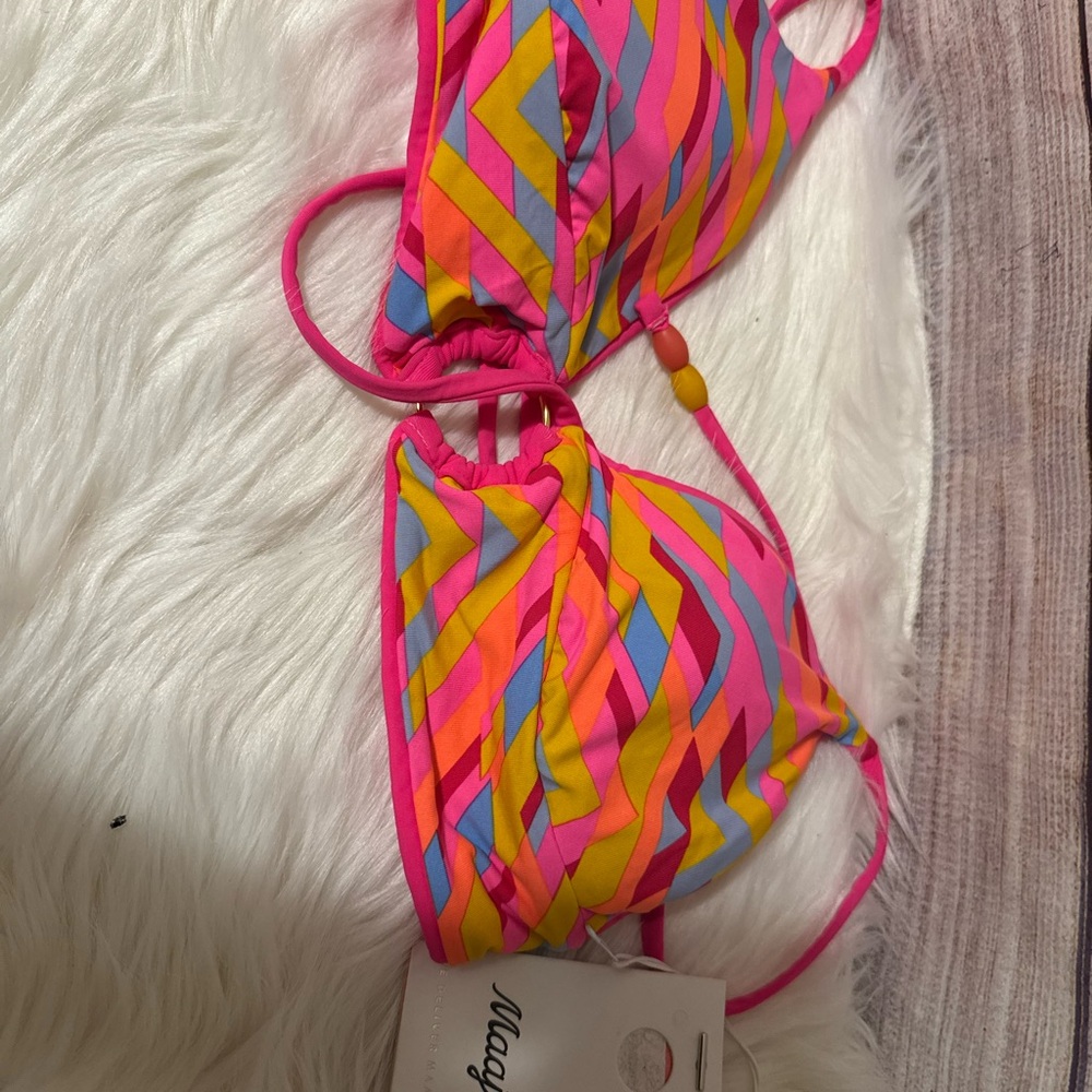 MAAJI WOMEN'S DRAGON FRUIT SHINE LONG LINE TRIANGLE BIKINI Size S - Picture 4 of 5